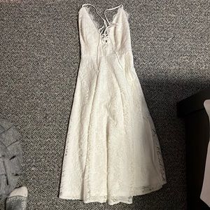 Lacy white backless dress